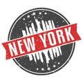 New York City USA Round. Travel Stamp Icon Skyline City Design Vector. Seal Badge Illustration Clip Art. Royalty Free Stock Photo