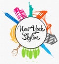 New York City vector icon paper circle Royalty Free Stock Photo