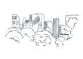 New York city vector sketch landscape line illustration skyline Royalty Free Stock Photo