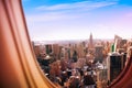 New York city view from plane window Royalty Free Stock Photo