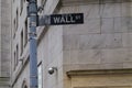 New York City, Wall Street Road Sign, Stock market building behind Royalty Free Stock Photo