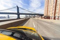 New York City Yellow Taxi Cab by Manhattan Bridge Royalty Free Stock Photo