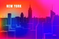 New York cityscape halftone Flat vector illustration