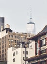 New York cityscape with water towers seen from Chinatown Royalty Free Stock Photo