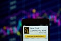 New York Community Bank on the smartphone Royalty Free Stock Photo