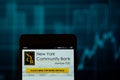 New York Community Bank on the smartphone Royalty Free Stock Photo