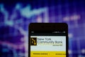 New York Community Bank on the smartphone Royalty Free Stock Photo