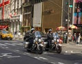 NYPD Highway Patrol officers on motorcycles providing security in Manhattan