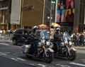 NYPD Highway Patrol officers on motorcycles providing security in Manhattan Royalty Free Stock Photo