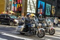 NYPD Highway Patrol officers on motorcycles providing security in Manhattan Royalty Free Stock Photo