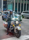 NYPD Highway Patrol officers on motorcycles providing security in Manhattan Royalty Free Stock Photo