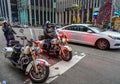 NYPD Highway Patrol officers on motorcycles providing security in Manhattan Royalty Free Stock Photo