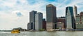 new york downtown architecture. perspective city skyscraper of manhattan. modern skyscraper building in midtown Royalty Free Stock Photo