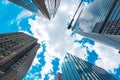 new york downtown architecture. perspective city skyscraper. modern skyscraper building. architectural building in Royalty Free Stock Photo