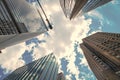 new york downtown architecture. perspective city skyscraper. modern skyscraper building. architectural building in Royalty Free Stock Photo