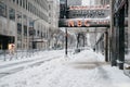 New York famous streets under snow. Old landmark of Manhattan. Royalty Free Stock Photo