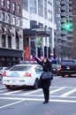 New York Fashion Week street style in Manhattan. Fashionable style Royalty Free Stock Photo