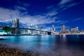 New York financial district and Brooklyn Bridge Royalty Free Stock Photo