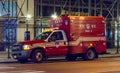 New York Fire Department Ambulance Parked Aside Waiting for an Emergency Call. Sirens and Lights Are Off