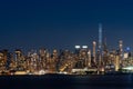 New York glowing buildings and panoramic office skyline at night Royalty Free Stock Photo