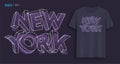 New York. Graphic t-shirt design, typography, print with stylized text.