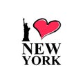 I love New York Typography vector lettering and Liberty statue vector design Royalty Free Stock Photo