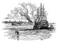 New York Harbor in Colonial Days, vintage illustration Royalty Free Stock Photo