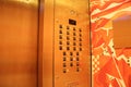 New York Hotel elevator floor buttons concept photo. Numbers on buttons in elevator. Royalty Free Stock Photo