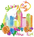 New York Illustration Shining City vector