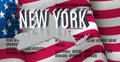 New York inscription on American flag background