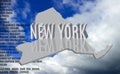 New York inscription on sky background