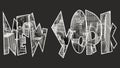 New York inside text on black background Royalty Free Stock Photo