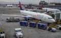 Delta aircraft on tarmac at John F Kennedy International Airport in New York Royalty Free Stock Photo