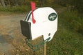 New York Jets NFL football helmet mailbox in Massachusetts, New England countryside