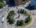 Aerial view of Columbus Circe with statue of Christopher Columbus in New York City