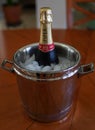 A bottle of Piper-Heidsieck Champagne in ice bucket