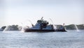 FDNY Fire boat sprays water into the air to celebrate the New York City E-Prix