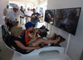 Gamers enjoy Playseat Formula E new racing simulator inside the Gaming Arena during 2019 New York City E-Prix