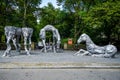 Jean-Marie Appriou `The Horses` sculpture at the entrance to Central Park in Manhattan Royalty Free Stock Photo