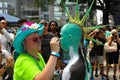 NEW YORK - JULY 26: Nude models, artists take to New York City streets during first official Body Painting Event