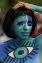 NEW YORK - JULY 26: Nude models, artists take to New York City streets during first official Body Painting Event