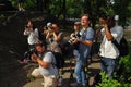 NEW YORK - JULY 26: Photographers shooting models during first official Body Painting Event