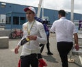 Swiss professional racing driver Sebastien Buemi of Nissan e.Dams Team at pit line during 2021 New York City E-Prix in Brooklyn Royalty Free Stock Photo