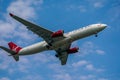 Virgin Atlantic Airways Airbus A330-300 descends for landing at JFK International Airport in New York