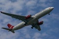 Virgin Atlantic Airways Airbus A330-300 descends for landing at JFK International Airport in New York