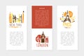 New York, London, Paris Tourist Brochure Template, Promo Flyer, Booklet, Leaflet Layout Vector Illustration