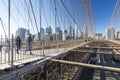 New York, Lower Manhattan skyline from the Brooklyn Bridge Royalty Free Stock Photo