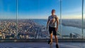 New York - A man in a cap standing at the observatory deck of The Edge Royalty Free Stock Photo