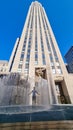 New York - A man standing in the middle of a water installation in front of Rockefeller Center Royalty Free Stock Photo