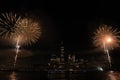 New York Manhattan fireworks. New York Fireworks over Manhattan. New York City 4th of July Fireworks. New York City Royalty Free Stock Photo